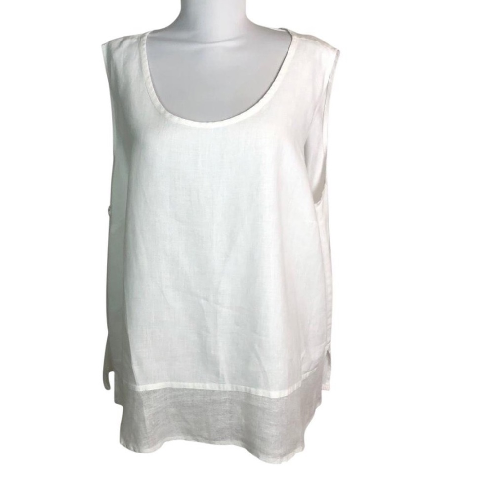 Flax White 100% Linen Box Style Tunic Tank 1G18/20